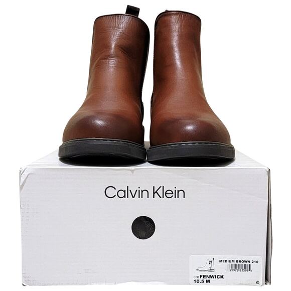 Calvin Klein Men Fenwick Ankle Chelsea Boots Size US 10.5M Medium Brown Leather - Picture 5 of 5